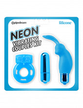 Load image into Gallery viewer, Neon Vibrating Couples Kit Blue
