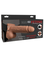 Load image into Gallery viewer, Fetish Fantasy 7 In Hollow Rechargeable Strap-on Remote Tan
