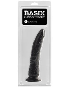 Basix Rubber Works 7in Black Slim Dong W/ Suction Cup