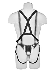 King Cock 10 In Hollow Strap On Suspender System Light/ Black