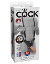 Load image into Gallery viewer, King Cock 10 In Hollow Strap On Suspender System Light/ Black
