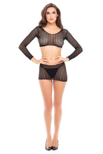 Load image into Gallery viewer, Quarter Crochet Bodystocking Black O/s
