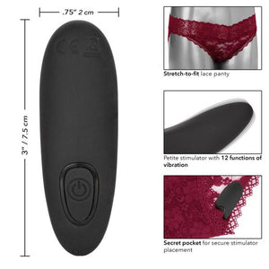 Remote Control Lace Panty Set S/m Burgundy