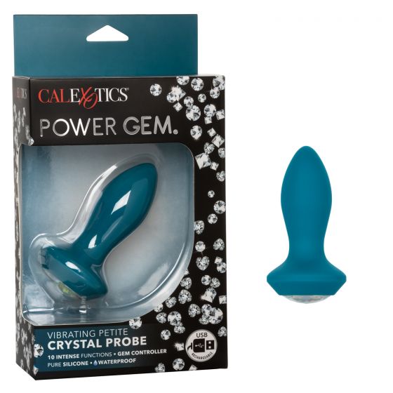 Power Gem Vibrating Petite Crystal Probe- Blue