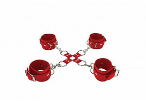 Leather Hand & Legcuffs Red