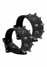 Load image into Gallery viewer, Ouch! Skulls &amp; Bones Handcuffs W/ Spikes Black
