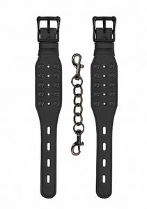 Ouch! Skulls & Bones Handcuffs W/ Spikes Black