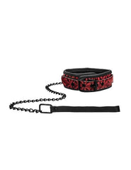 Ouch! Luxury Collar With Leash Burgundy