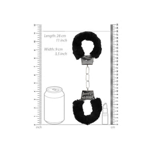 B&w Pleasure Furry Hand Cuffs W/ Quick Release Button