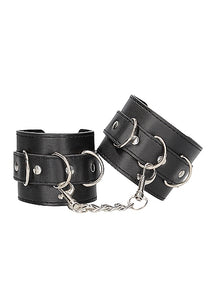 B&w Bonded Leather Hand/ Ankle Cuffs W/ Adjustable Straps