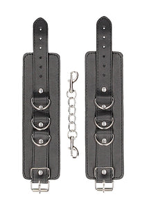 B&w Bonded Leather Hand/ Ankle Cuffs W/ Adjustable Straps