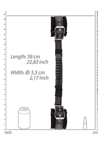 B&w Bonded Leather Hand Cuffs W/ Handle & Adjustable Straps