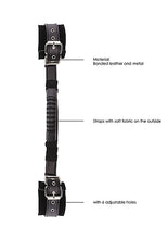 Load image into Gallery viewer, B&amp;w Bonded Leather Hand Cuffs W/ Handle &amp; Adjustable Straps
