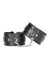 Load image into Gallery viewer, B&amp;w Plush Bonded Leather Ankle Cuffs W/ Adjustable Straps
