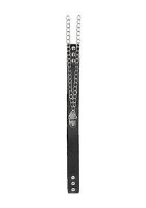 B&w Collar W/ Handcuffs Straps & Chain