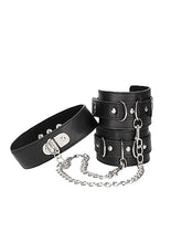 Load image into Gallery viewer, B&amp;w Collar W/ Handcuffs Straps &amp; Chain
