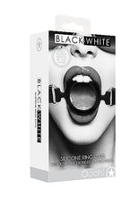 Load image into Gallery viewer, B&amp;w Silicone Ring Gag W/ Adjustable Straps
