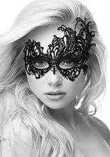 Load image into Gallery viewer, B&amp;w Lace Eye Mask Royal
