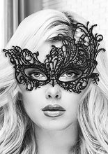 Load image into Gallery viewer, B&amp;w Lace Eye Mask Royal
