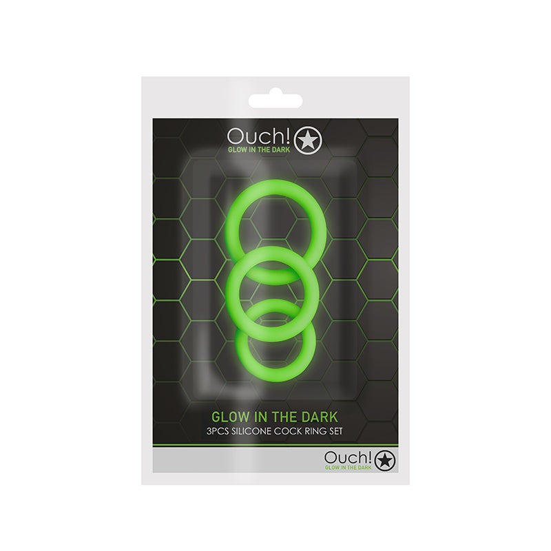 Glow 3pcs Cock Ring Set Glow In The Dark