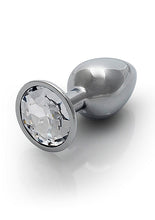 Load image into Gallery viewer, Round Gem Butt Plug Small Silver Diamond
