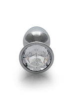 Load image into Gallery viewer, Round Gem Butt Plug Small Silver Diamond
