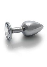 Load image into Gallery viewer, Round Gem Butt Plug Small Silver Diamond
