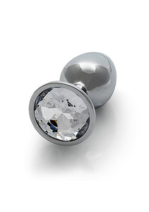 Round Gem Butt Plug Small Silver Diamond