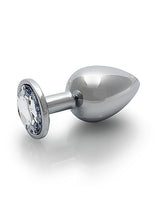 Load image into Gallery viewer, Round Gem Butt Plug Medium Silver Diamond
