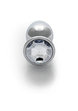 Load image into Gallery viewer, Round Gem Butt Plug Medium Silver Diamond
