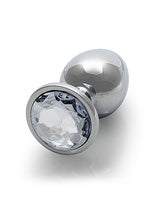 Load image into Gallery viewer, Round Gem Butt Plug Medium Silver Diamond
