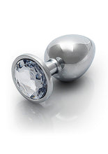 Load image into Gallery viewer, Round Gem Butt Plug Large Silver Diamond
