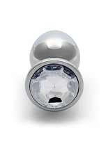 Load image into Gallery viewer, Round Gem Butt Plug Large Silver Diamond
