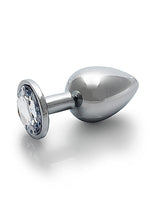 Load image into Gallery viewer, Round Gem Butt Plug Large Silver Diamond
