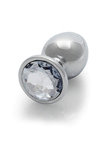 Load image into Gallery viewer, Round Gem Butt Plug Large Silver Diamond
