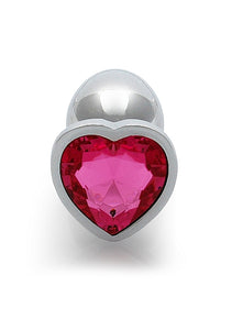 Heart Gem Butt Plug Small Silver Rubellite Pink