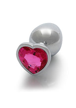 Load image into Gallery viewer, Heart Gem Butt Plug Large Silver Rubellite Pink
