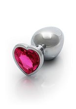 Load image into Gallery viewer, Heart Gem Butt Plug Large Silver Rubellite Pink
