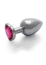 Load image into Gallery viewer, Heart Gem Butt Plug Large Silver Rubellite Pink
