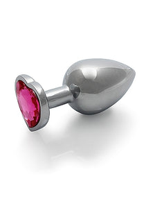 Heart Gem Butt Plug Large Silver Rubellite Pink