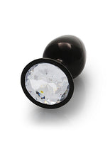 Load image into Gallery viewer, Round Gem Butt Plug Small Gunmetal Diamond
