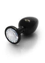 Load image into Gallery viewer, Round Gem Butt Plug Medium Gunmetal Diamond
