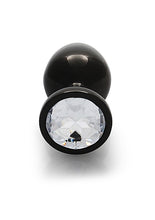 Load image into Gallery viewer, Round Gem Butt Plug Medium Gunmetal Diamond
