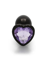 Load image into Gallery viewer, Heart Gem Butt Plug Small Gunmetal Amethyst
