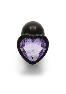 Heart Gem Butt Plug Small Gunmetal Amethyst