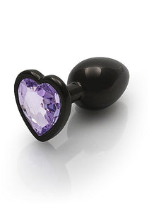 Heart Gem Butt Plug Small Gunmetal Amethyst