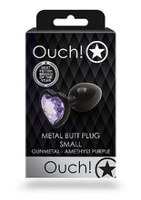 Load image into Gallery viewer, Heart Gem Butt Plug Small Gunmetal Amethyst
