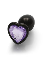 Load image into Gallery viewer, Heart Gem Butt Plug Small Gunmetal Amethyst
