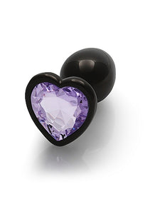 Heart Gem Butt Plug Small Gunmetal Amethyst