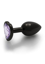 Load image into Gallery viewer, Heart Gem Butt Plug Small Gunmetal Amethyst
